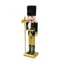 Detailed view of a 38cm premium black and gold nutcracker soldier with a golden axe - 25cm / Axe Style