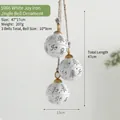 White iron Christmas bells set of 3 with Joy engraving and rustic rope hanging cord - S966 White Joy Iron Bell