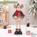 Telescopic Christmas reindeer plush doll with red scarf and plaid cape decorations - Reindeer Doll (YF202202C)