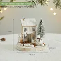 White wooden Christmas house miniature with snowman and tree table decor - White Wooden House Style (W5194)
