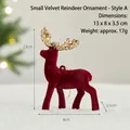 Red flocked Christmas reindeer ornament with gold glitter antlers for festive decor - Small Reindeer Hanging Ornament Style A / 13cmx8cmx3.5cm / Red