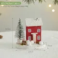 Handcrafted Christmas red wooden house desktop decoration with snowy roof and tree - Red Wooden House Style (W5194)
