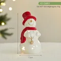 Warm white LED glowing ceramic snowman figurine with red hat and scarf Christmas decor - Ceramic Snowman Style (YZ-23603)