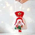 Knitted Christmas snowman plush drawstring gift bag for holiday candy and party favors - Christmas Snowman Gift Bag