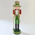 Detailed view of fisherman nutcracker with fishing rod and checkered shirt decoration - Fisherman / 38cm