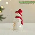Glowing ceramic Christmas snowman ornament with red hat and scarf decoration, 11.5cm - Ceramic Snowman Style (YZ-23604)