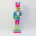 Handgefertigte 38cm Makronen farbige Holz Nussknacker Soldatenpuppe für Weihnachtsdekorationen - Blue body
