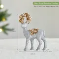 Figura de reno plateado con purpurina y lentejuelas doradas para decoración de Navidad - 13cmx8.5cmx3.5cm