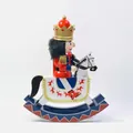 30cm wooden nutcracker soldier riding a rocking horse decorative Christmas gift ornament - King / 30*25cm