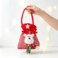 Red striped Christmas reindeer drawstring gift bag for candy and small favors - Christmas Reindeer Gift Bag