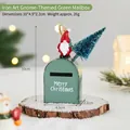 Decorative green iron Christmas mailbox ornament featuring a festive gnome and mini pine tree - Gnome Green Mailbox / Green