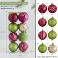 Set of 8 rose red and green Christmas ball ornaments with dimensions and box packaging - Rose Green Ball Style (E501075) / 8 Pieces/Pack (6cm Diameter)