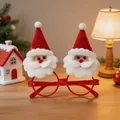 Festive red Christmas glasses with felt Santa Claus decorations for party props - Santa Claus Style