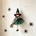 Handmade Halloween witch doll hanging decoration featuring broom and green tulle skirt detail - Green Skirt Doll Pendant