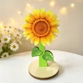 Decorative wooden sunflower desk ornament with round base for spring home decor - Flower Sunflower Style
