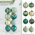 Set of 8 green and gold assorted Christmas ornaments with 6cm dimensions for tree decoration - Green Ball Style (E501079) / 8 Pieces/Pack (6cm Diameter)