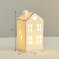 Elegant white ceramic house Christmas decoration with cozy glowing warm LED light - Ceramic House Style (YZ-24709)