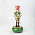 Traditional wooden nutcracker music box with moving drummer figure Christmas gift - Green