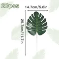 Set of 20 artificial green monstera leaves with size dimensions for party decor - Artificial Palm Leaves Set / 20PCS
