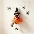 Handmade Halloween witch doll hanging decoration with orange tulle dress and broomstick - Orange Skirt Doll Pendant
