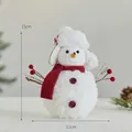 Medium Christmas snowman plush ornament with white fur hat and red scarf decoration - Lei Feng Hat Style / M