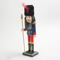 Statuetta classica del soldato schiaccianoci in legno da 30 cm con lancia e piuma - 30cm / Blu