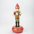 Traditional wooden European nutcracker music box with drumming soldier for Christmas gift - Red