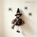 Handmade Halloween witch doll hanging decoration with broom and star pattern skirt - Black Skirt Doll Pendant