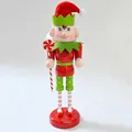 Hand-painted 25cm wooden Christmas elf nutcracker soldier desktop ornament in red and green - Candy Elf / Height 25cm