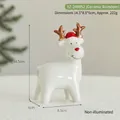 Cute white ceramic Christmas reindeer figurine with a red hat and brown antlers ornament - Ceramic Elk Style (YZ-248052)