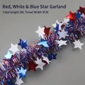 Patriotic red white and blue star tinsel garland 2m for Independence Day decoration - Red White Blue Star Garland / 2 Meters Long