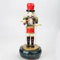 Classic wooden drummer nutcracker music box with movable mouth and arms Christmas gift - Blue