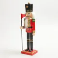 Schiaccianoci classico da 30 cm in legno con bandiera rossa per decoro natalizio - Flag Bearer Style / 30cm / Bandiera rossa