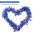 Festive red blue and silver star tinsel garland for USA Independence Day decoration - Red White Star Garland / 2 Meters Long