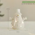 LED ceramic snowman figurine with glowing star cutouts for Christmas decor - Ceramic Snowman (YZ-23679)
