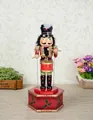 Traditional 32cm hand-painted wooden nutcracker soldier figurine wind-up music box - Soldier