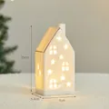 Festive white ceramic house Christmas ornament with warm glowing LED stars and windows - Ceramic House (YZ-24622)