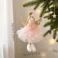 Handmade pink angel ornament with glitter wings for Christmas tree decoration, 18cm - Pink Gauze Skirt Angel Pendant