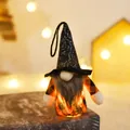 Decorative Halloween glowing gnome doll with orange plaid hat and warm LED lights - Model B Orange Black Grid Body Spider Web Hat (X-Y06)