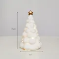 Elegant white ceramic LED Christmas tree lamp with golden star tabletop decoration ornament - Medium Ceramic Tree (YZ-23506)