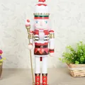 Handcrafted 38cm wooden nutcracker doll featuring a candy staff for festive home decor - 38 cm / Scepter Style
