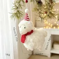 Adorable plush Christmas sheep ornament with red knitted hat and scarf, 13cm height - Striped Pointed Hat Red Scarf Sheep Hanging Decor