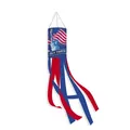 Manica a vento per l'Indipendenza USA con Statua della Libertà e nastri rossi e blu - Stile Statua della Libertà (HL-Windsock 01)