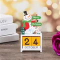 Detailed macro view of a festive wooden Christmas snowman desk calendar for home decor - Snowman