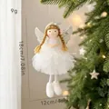 Cute plush Christmas angel ornament with silver glitter wings and tulle skirt, 18cm tall - White Gauze Skirt Angel Pendant