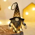 Glowing Halloween gnome plush doll featuring orange polka dot hat and buffalo plaid body - Model D White Black Grid Body Black Polka Dot Hat (X-Y08)