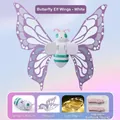 White electric glowing butterfly fairy wings with adjustable straps for girls' dress up - J951-59 White Butterfly Wings / Bulk/Simple Pack