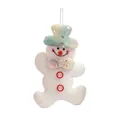 Adorable plush snowman Christmas hanging ornament with colorful hat and silver star details - Snowman Style