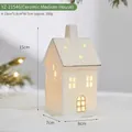 Warm glowing LED ceramic Christmas house tabletop ornament for festive holiday decor - Medium Ceramic House (YZ-21546)