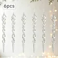 6-delige set elegante transparante acryl gedraaide ijspegel ornamenten voor kerstboomdecoratie - Ijspegel Ornament / Set van 6 / Transparant